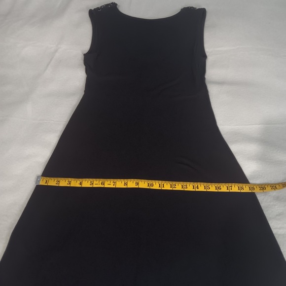 Lascana Sleeveless Blavk Jersey Midi Dress Lace V-neck Back Detail US Sz 4 - Picture 6 of 14